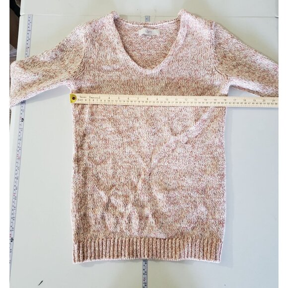 Loft Womens V-Neck Knit Sweater Size S Autumn Classic Preppy Casual Neutral - Picture 3 of 5